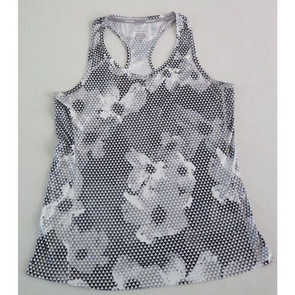 Nike 588347 100 Women's Sz M Black/White/Gray Floral Print Dri-Fit Running Tank - Picture 3 of 4